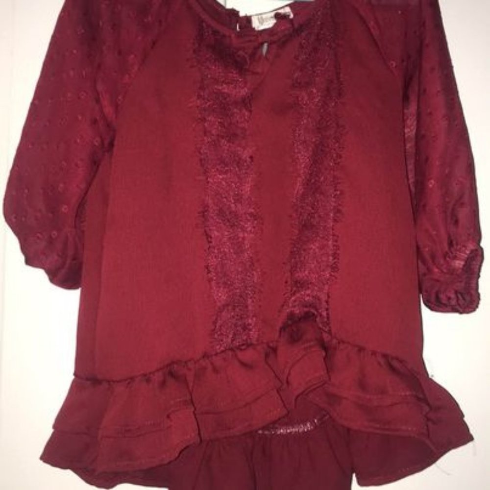 Forever Me Red lace long sleeve shirt (4T)